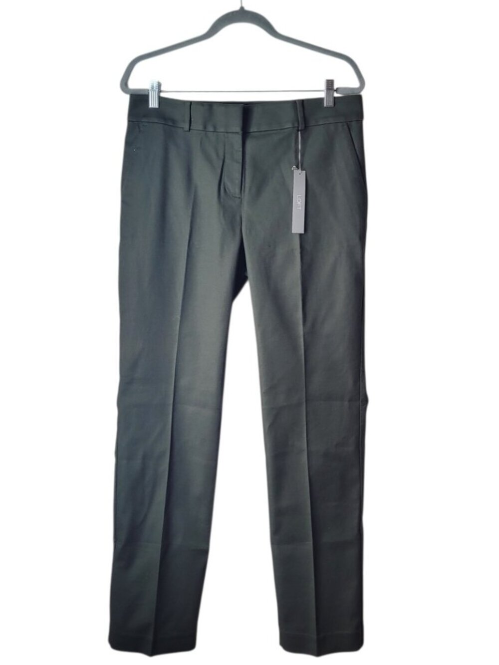 LOFT Curvy Straight Dark Green Trouser Pants